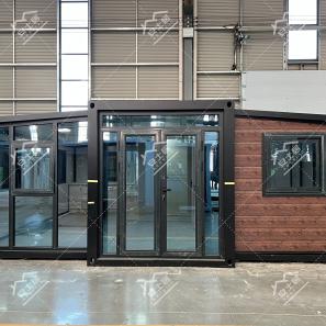  Wood Grain French Window Living Room Prefab Houses Flat Modern Forest Camp Cabin   